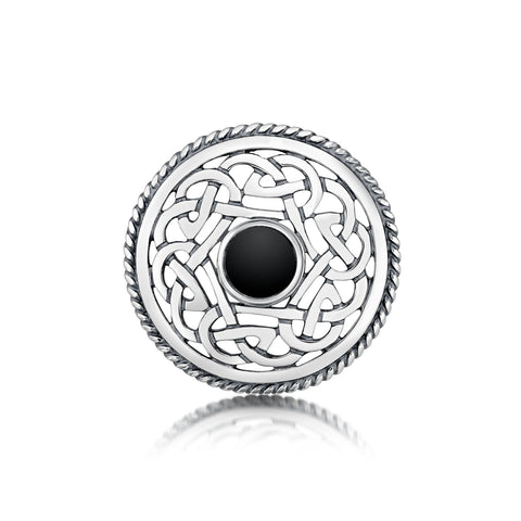 Celtic Brooch in Sterling Silver with Onyx by Sheila Fleet Jewellery