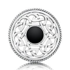 Celtic Dress Brooch in Sterling Silver with Onyx by Sheila Fleet Jewellery