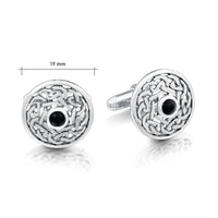 Celtic Cufflinks with Onyx in Sterling Silver