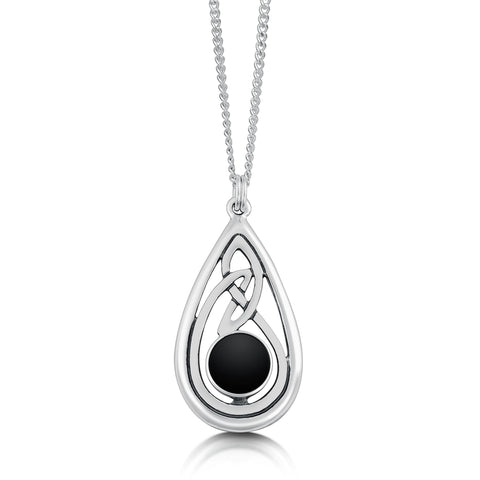 Celtic Teardrop Pendant in Sterling Silver by Sheila Fleet Jewellery