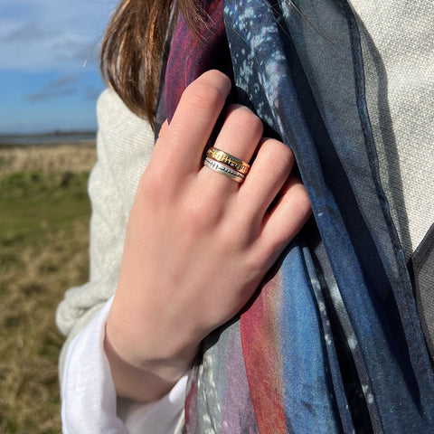 Ogham Small Ring in Sterling Silver by Sheila Fleet Jewellery