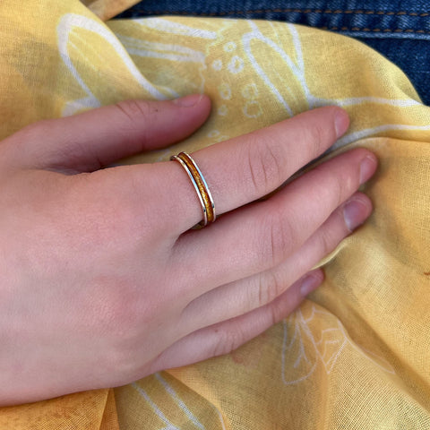 Halo Sterling Silver Ring in Orange Enamel by Sheila Fleet Jewellery