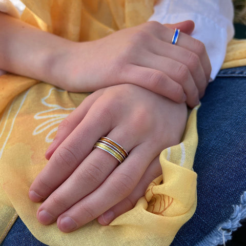 Halo Sterling Silver Ring in Yellow Enamel by Sheila Fleet Jewellery