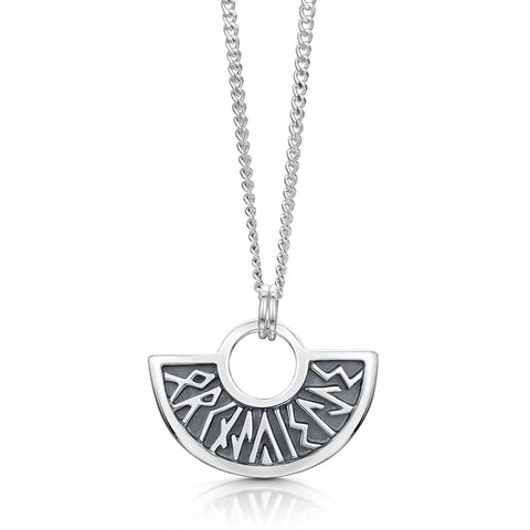 Runic Small Pendant Necklace in Sterling Silver by Sheila Fleet Jewellery