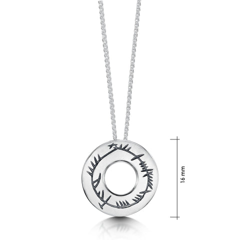 Ogham Small Pendant Necklace in Sterling Silver by Sheila Fleet Jewellery