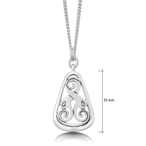 Birsay Disc Teardrop Pendant Necklace in Sterling Silver