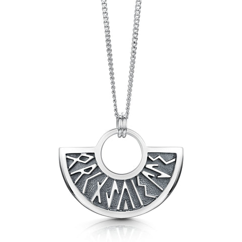 Runic Pendant Necklace in Sterling Silver