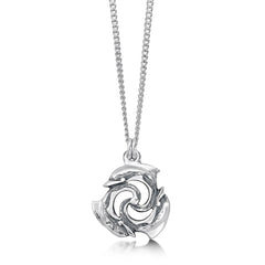 Dolphin Trio Small Pendant Necklace in Sterling Silver