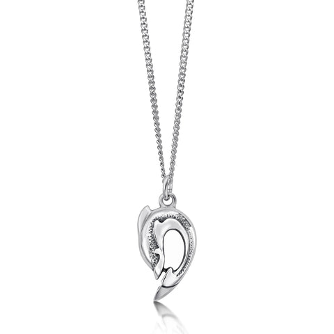 Dolphin Curve Small Pendant Necklace in Sterling Silver