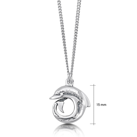 Dolphin Curl Small Pendant Necklace in Sterling Silver