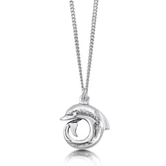 Dolphin Curl Small Pendant Necklace in Sterling Silver