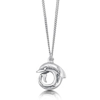 Dolphin Curl Small Pendant Necklace in Sterling Silver