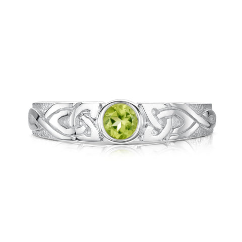 Celtic Knotwork Peridot Ring in Sterling Silver by Sheila Fleet Jewellery