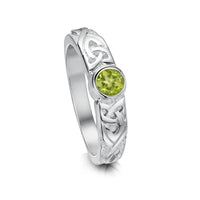 Celtic Knotwork Peridot Ring in Sterling Silver by Sheila Fleet Jewellery