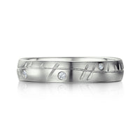 Ogham Small Ring in Platinum with Diamonds by Sheila Fleet Jewellery