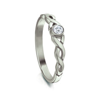 Celtic Twist 0.09ct Diamond Solitaire Ring in Platinum by Sheila Fleet Jewellery