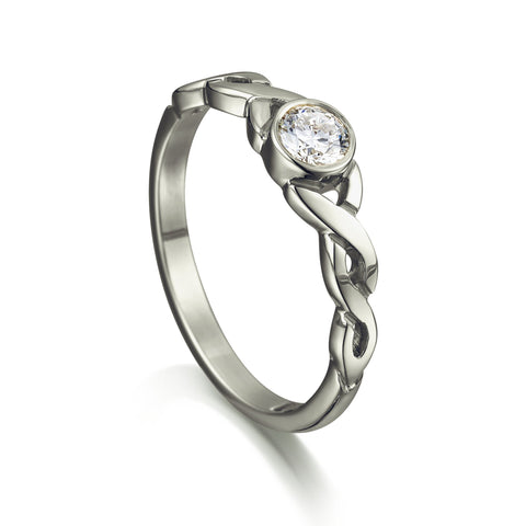 Celtic Twist 0.22ct Diamond Solitaire Ring in Platinum by Sheila Fleet Jewellery