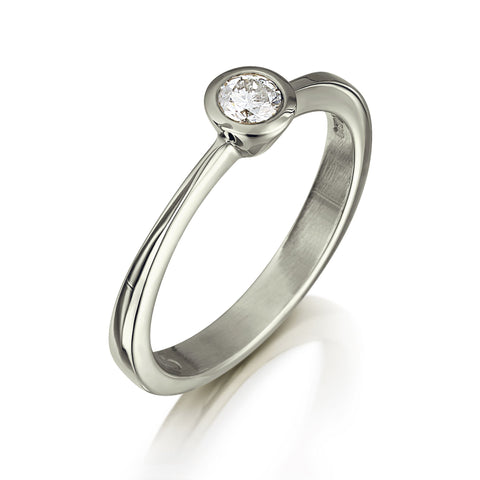 Contemporary 0.15ct Solitaire Diamond Ring in Platinum by Sheila Fleet Jewellery