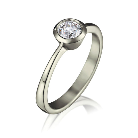 Contemporary 0.4ct Solitaire Diamond Ring in Platinum by Sheila Fleet Jewellery