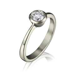 Contemporary 0.4ct Solitaire Diamond Ring in Platinum by Sheila Fleet Jewellery