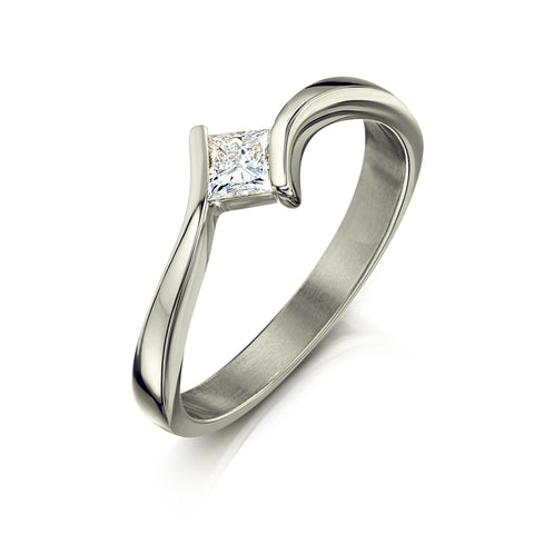Princess Solitaire Diamond Ring in Platinum by Sheila Fleet Jeweller