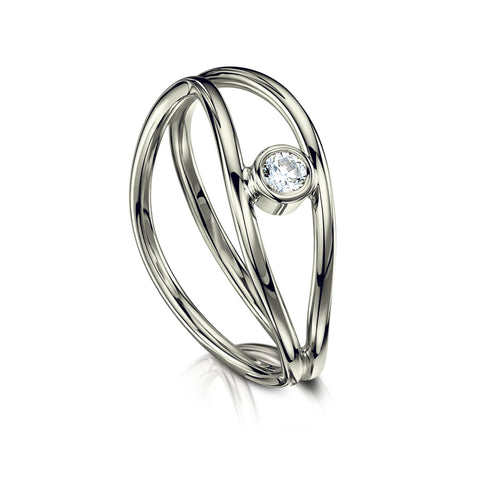 Diamond Double Stacking Wave Ring in Platinum by Sheila Fleet Jewellery