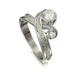 New Wave Double Diamond Ring in Platinum by Sheila Fleet Jewellery
