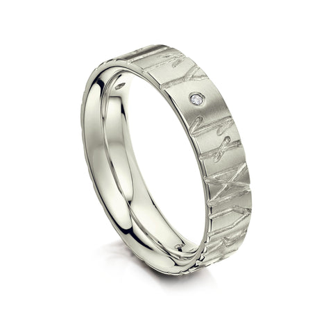 Runic Diamond Ring in Platinum by Sheila Fleet Jewellery