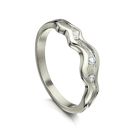 River Ripples Diamond Ring in Platinum by Sheila Fleet Jewellery