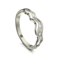 River Ripples Diamond Ring in Platinum by Sheila Fleet Jewellery