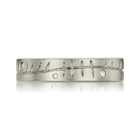Ogham Ring in Platinum with Diamonds by Sheila Fleet Jewellery