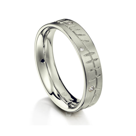 Ogham Ring in Platinum with Diamonds by Sheila Fleet Jewellery