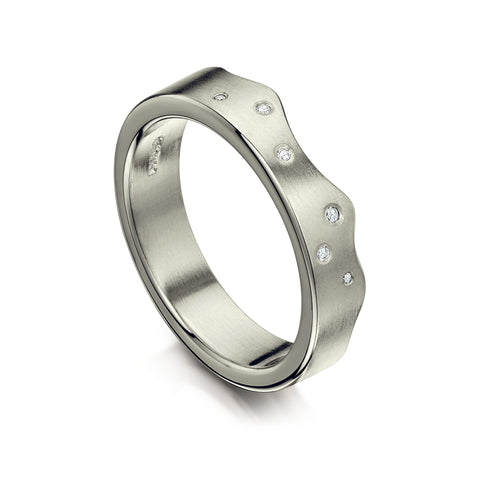 River Ripples Diamond Wedding Ring in Platinum by Sheila Fleet Jewellery