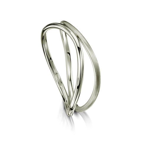 Double Stacking Wave Ring in Platinum by Sheila Fleet Jewellery