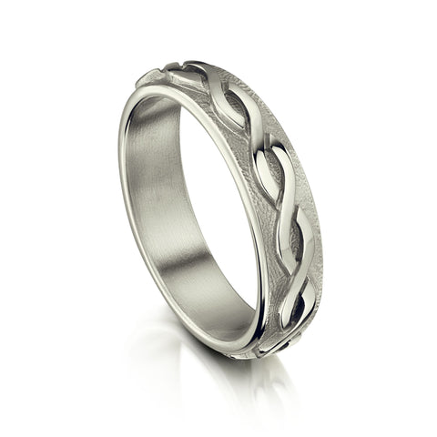 Celtic Twist Textured Ring in Platinum by Sheila Fleet Jewellery