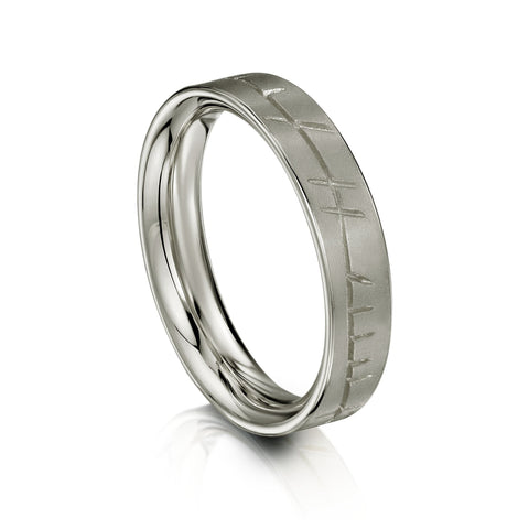 Ogham Ring in Platinum by Sheila Fleet Jewellery