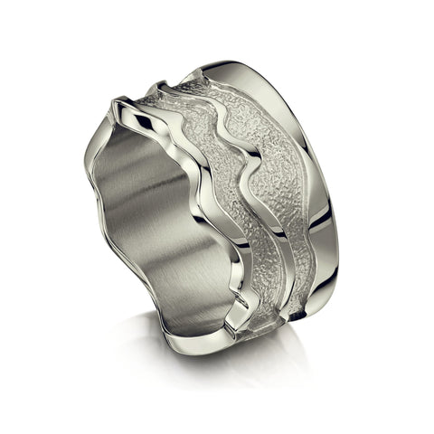 River Ripples Dress Ring in Platinum by Sheila Fleet Jewellery