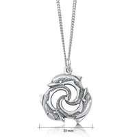 Dolphin Trio Pendant Necklace in Sterling Silver
