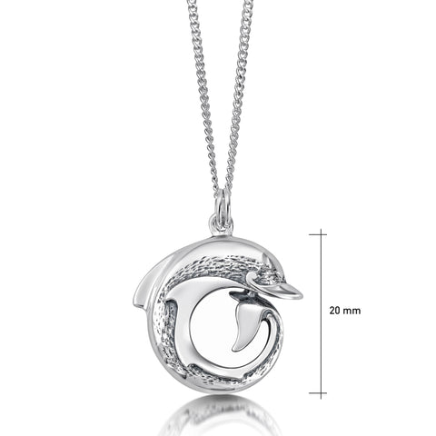 Dolphin Curl Pendant Necklace in Sterling Silver