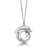 Dolphin Curl Pendant Necklace in Sterling Silver