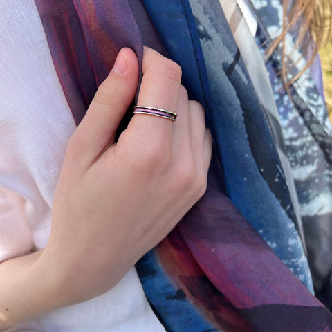 Halo Sterling Silver Ring in Pink Enamel by Sheila Fleet Jewellery