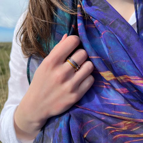 Halo Sterling Silver Ring in Orange Enamel by Sheila Fleet Jewellery