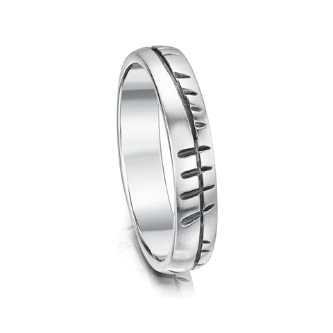 Ogham Small Ring in Sterling Silver by Sheila Fleet Jewellery