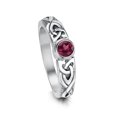 Celtic Knotwork Rhodalite Ring in Sterling Silver by Sheila Fleet Jewellery