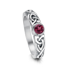 Celtic Knotwork Rhodalite Ring in Sterling Silver by Sheila Fleet Jewellery