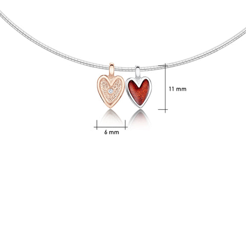 Secret Hearts Enamel Diamond Necklace in Silver & 9ct Rose Gold by Sheila Fleet Jewellery