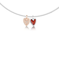 Secret Hearts Enamel Diamond Necklace in Silver & 9ct Rose Gold by Sheila Fleet Jewellery