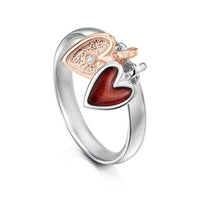 Secret Hearts Diamond Enamel Ring in Silver & 9ct Rose Gold by Sheila Fleet Jewellery