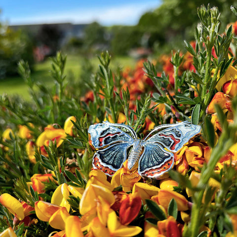 Red Admiral Butterfly Enamel Dress Necklace by Sheila Fleet Jewellery