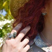 Red Admiral Butterfly Enamel Cocktail Ring by Sheila Fleet Jewellery